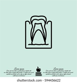 Web line icon. The tooth in the gums, tooth scheme