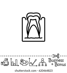 Web line icon. The tooth in the gums, tooth scheme