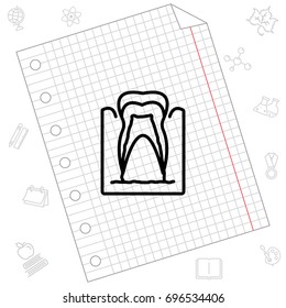 Web line icon. The tooth in the gums, tooth scheme