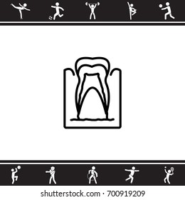 Web line icon. The tooth in the gums, tooth scheme