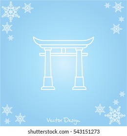 Web line icon. Torii, Japan gate
