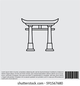 Web line icon. Torii, Japan gate