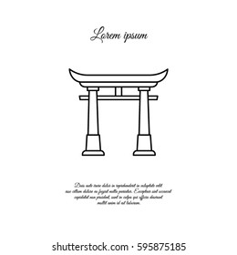 Web line icon. Torii, Japan gate