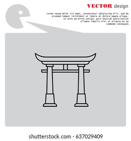 Web line icon. Torii, Japan gate