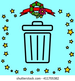 Web line icon. Trash can