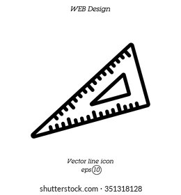 Web line icon. Triangle ruler