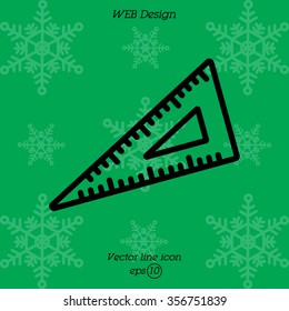 Web line icon. Triangle ruler