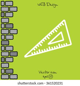 Web line icon. Triangle ruler