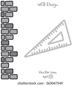 Web line icon. Triangle ruler