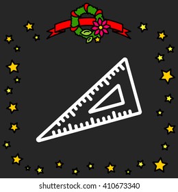 Web line icon. Triangle ruler