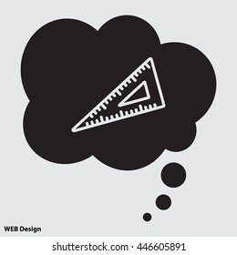 Web line icon. Triangle ruler