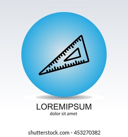 Web line icon. Triangle ruler