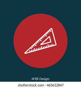 Web line icon. Triangle ruler