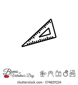 Web line icon. Triangle ruler