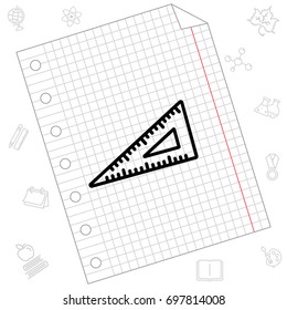 Web line icon. Triangle ruler