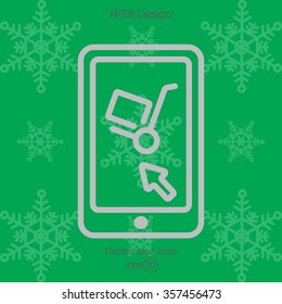 Web line icon. Trolley and smartphone; online service, delivery icon