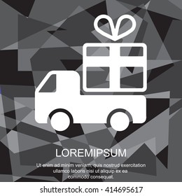 Web line icon. Truck with a gift, Delivery icon