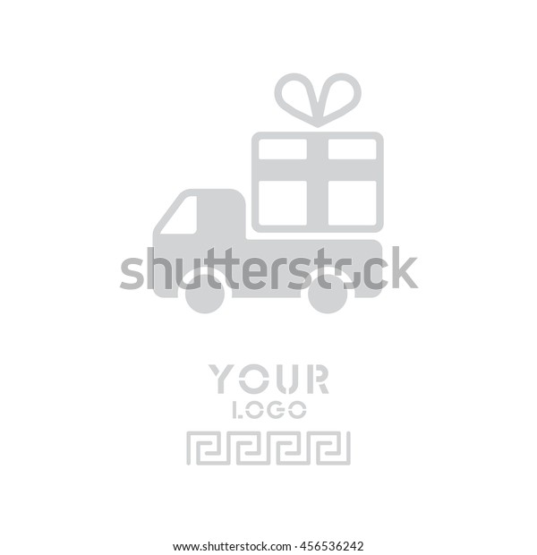 Web line
icon. Truck with a gift, Delivery
icon