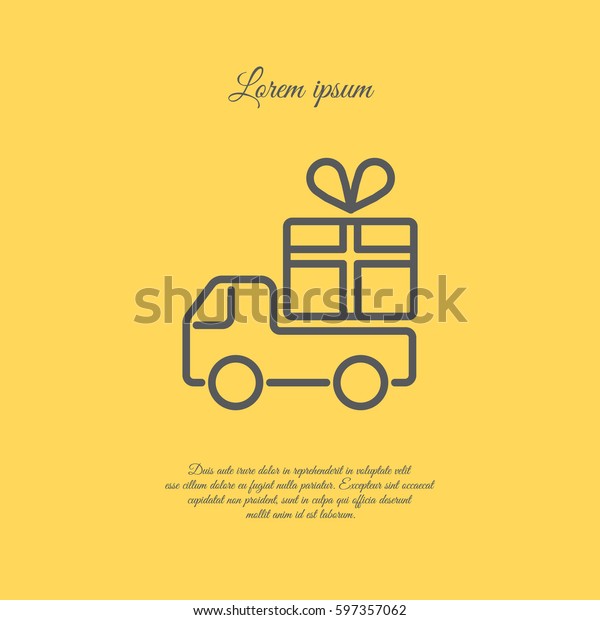 Web line
icon. Truck with a gift, Delivery
icon