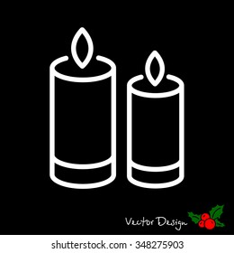 Web line icon. Two candles. 