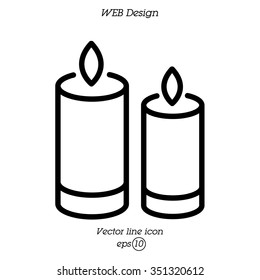 Web line icon. Two candles. 