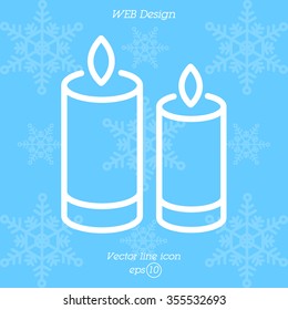 Web line icon. Two candles. 