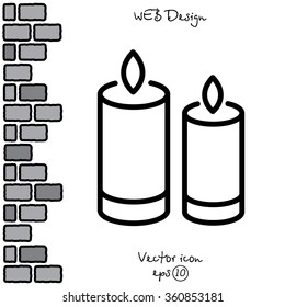 Web line icon. Two candles. 