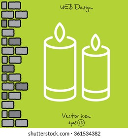 Web line icon. Two candles. 