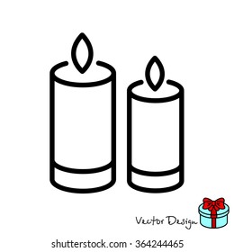 Web line icon. Two candles. 