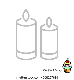 Web line icon. Two candles. 