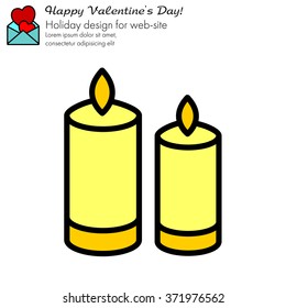 Web line icon. Two candles. 