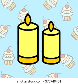 Web line icon. Two candles. 