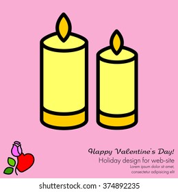 Web line icon. Two candles. 