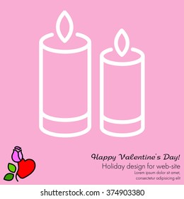 Web line icon. Two candles. 