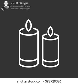 Web line icon. Two candles. 