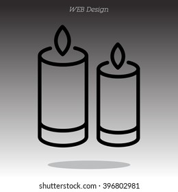 Web line icon. Two candles. 