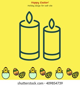 Web line icon. Two candles. 