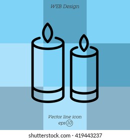 Web line icon. Two candles. 