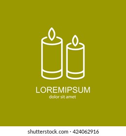 Web line icon. Two candles. 