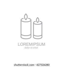 Web line icon. Two candles. 