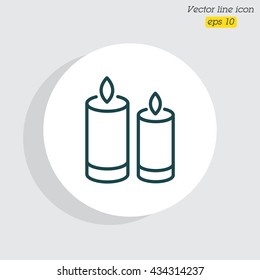 Web line icon. Two candles. 