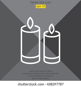 Web line icon. Two candles. 