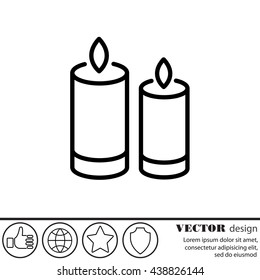 Web line icon. Two candles. 