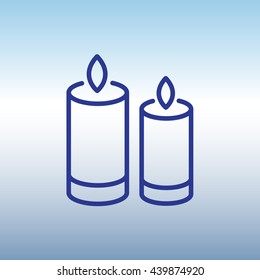 Web line icon. Two candles. 