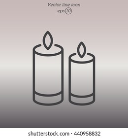 Web line icon. Two candles. 