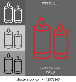 Web line icon. Two candles. 