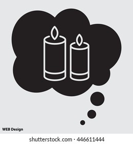 Web line icon. Two candles. 