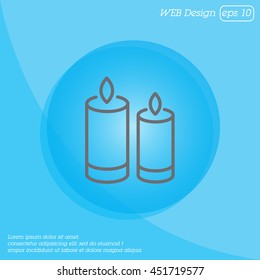 Web line icon. Two candles. 