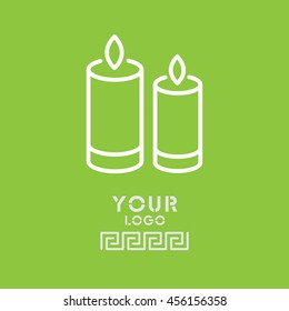 Web line icon. Two candles. 