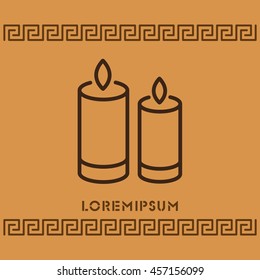 Web line icon. Two candles. 